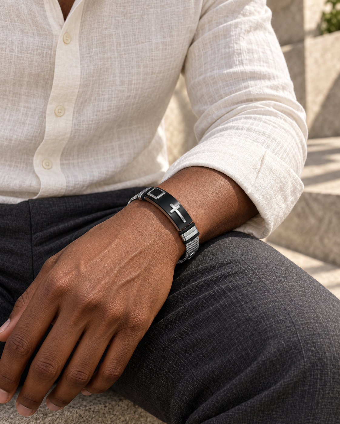 Cross Mesh Bracelet — styling look one