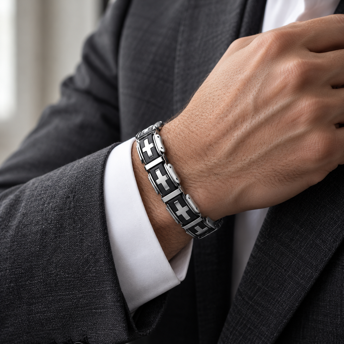 Cross Panel Link Bracelet — tailored styling