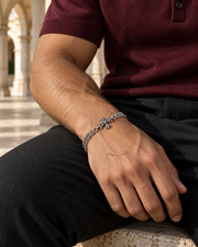 Crossflower Twin Chain Bracelet — styling look one