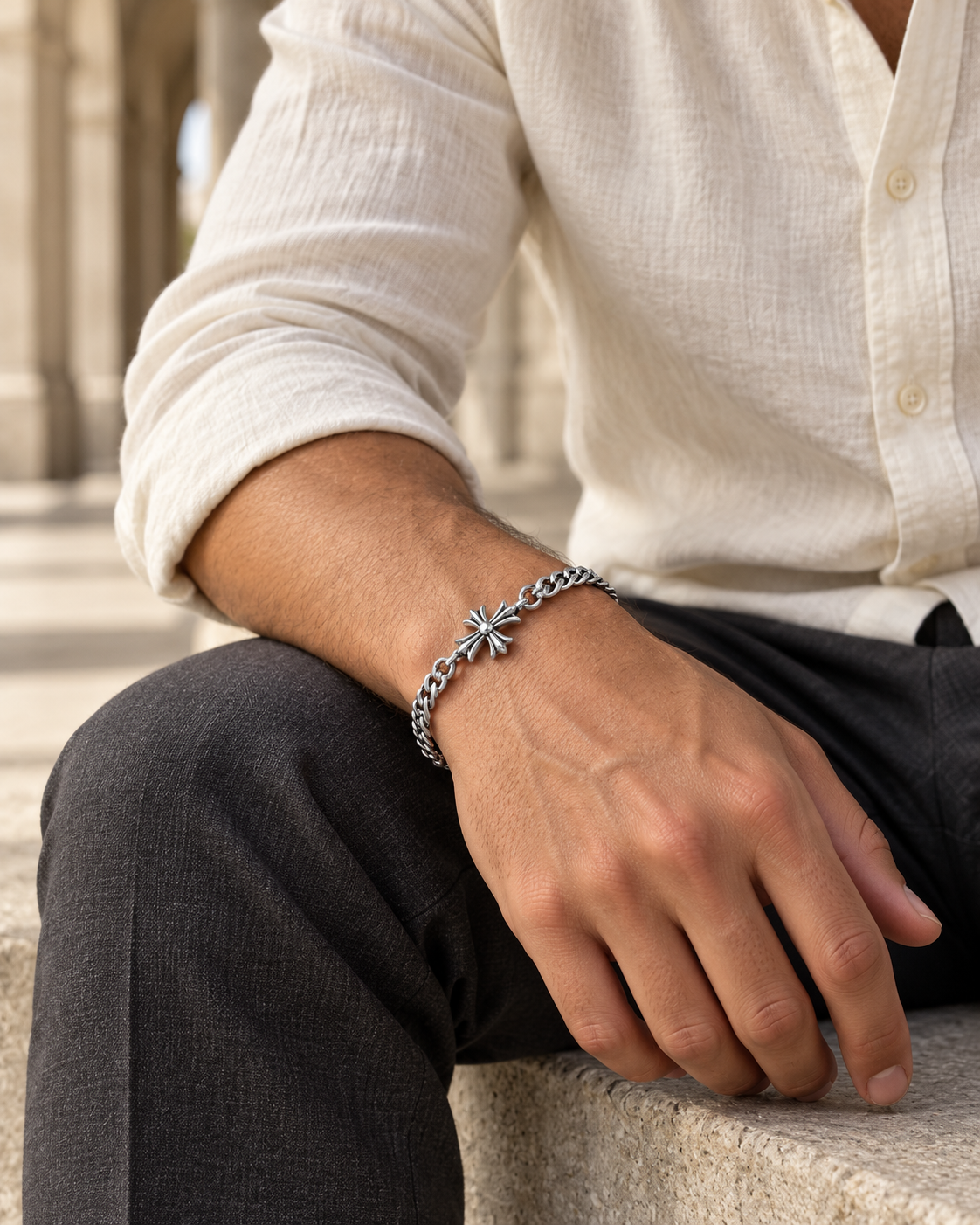 Crossflower Twin Chain Bracelet — alternative styling
