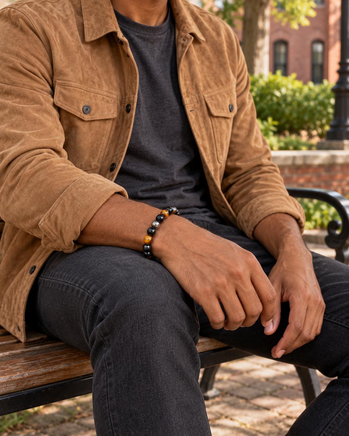 Earth Contrast Bead Bracelet — contextual scene
