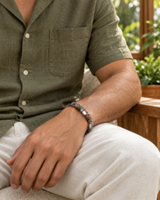 Earthtone Silver Layer Bracelet — styling look one
