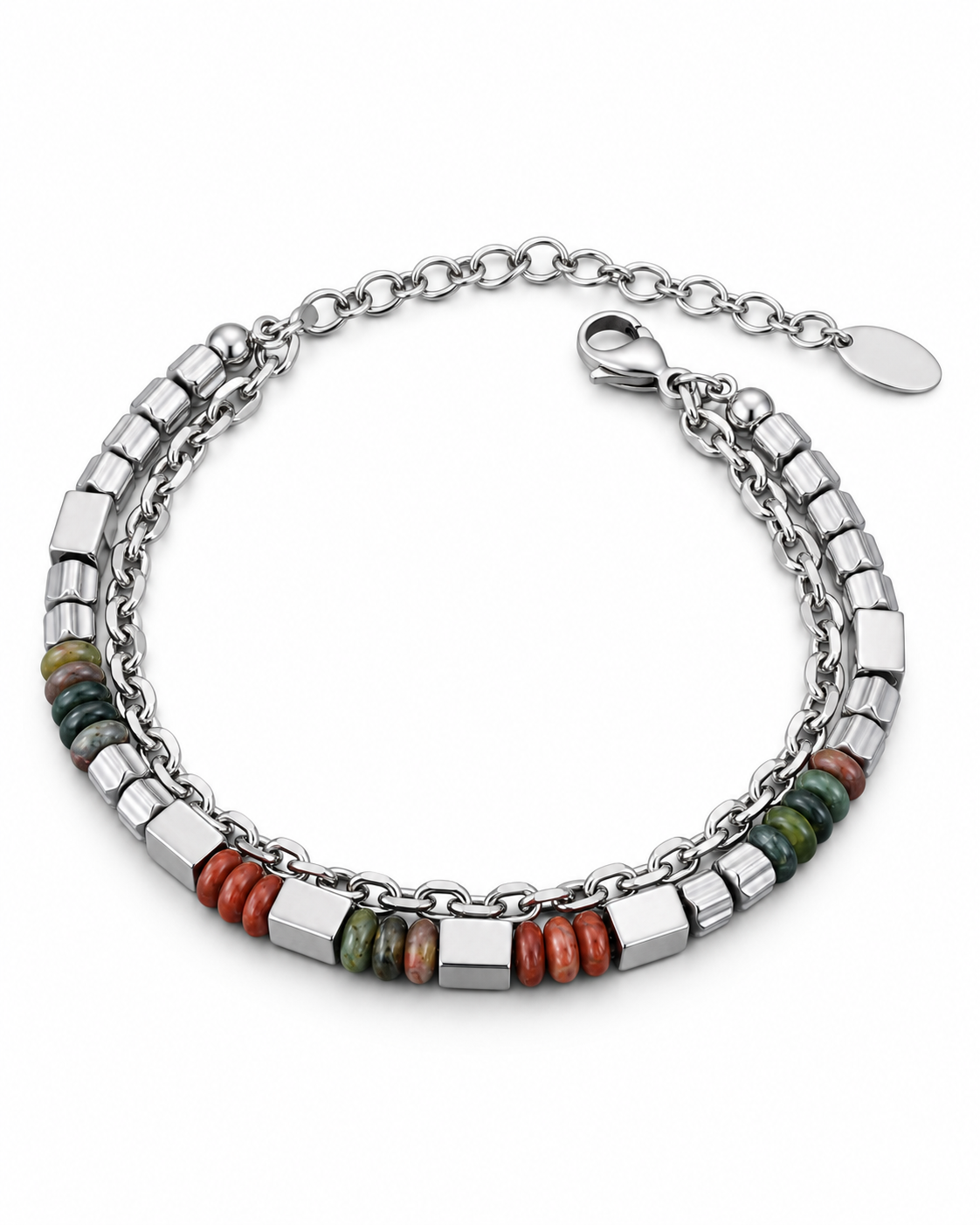 Earthtone Silver Layer Bracelet — product view