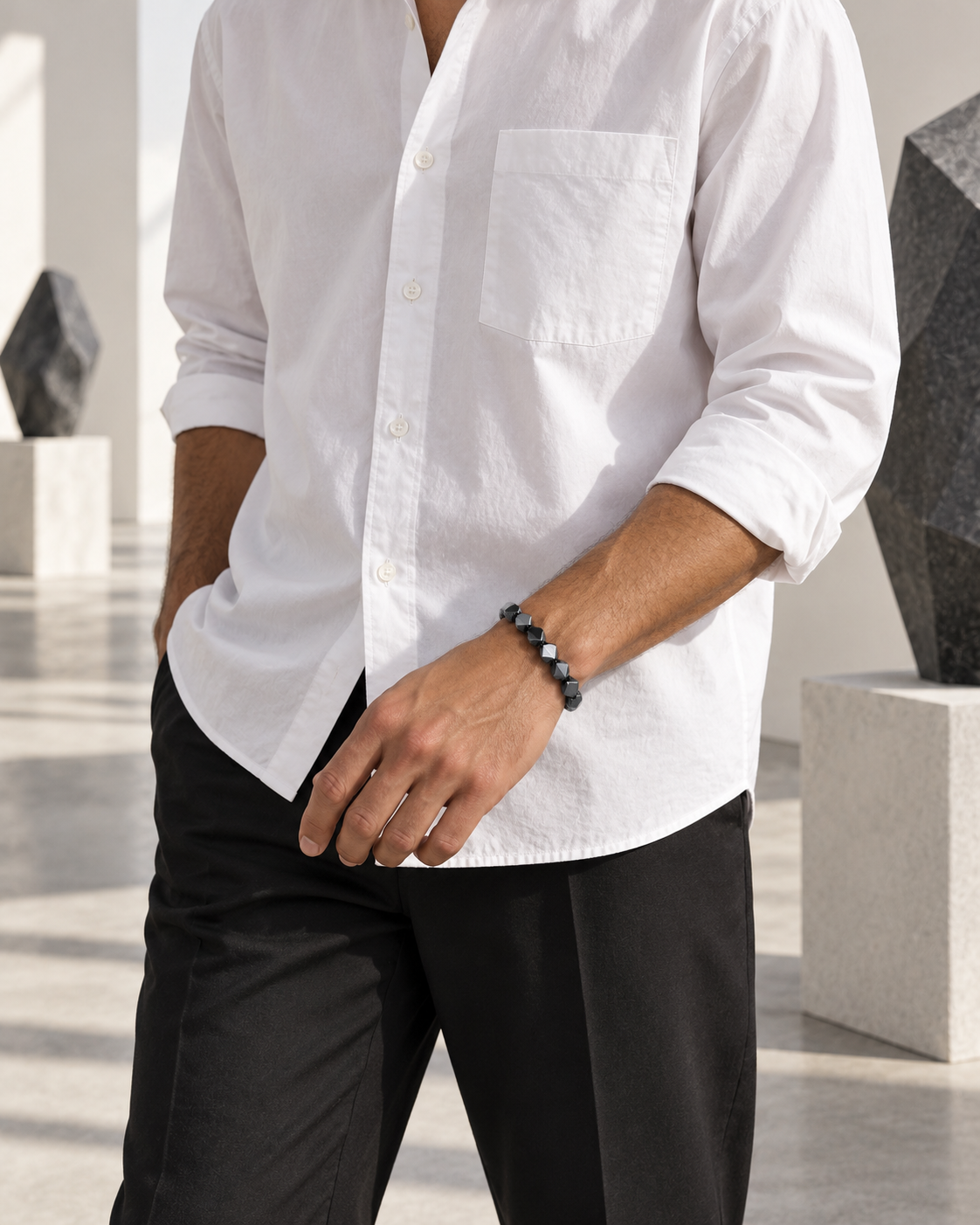 Faceted Polygon Bead Bracelet — contextual scene