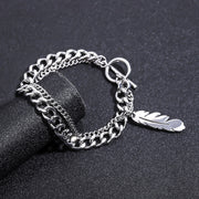 Feather Toggle Double Chain Bracelet — product details