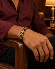 Gold Cross Braid Bracelet — alternative styling