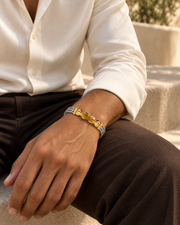 Golden Wave Weave Bracelet — styling look one