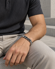 Graphite Gear Weave Bracelet — styling look one