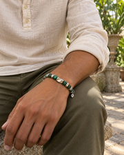 Green Block Charm Bracelet — styling look one