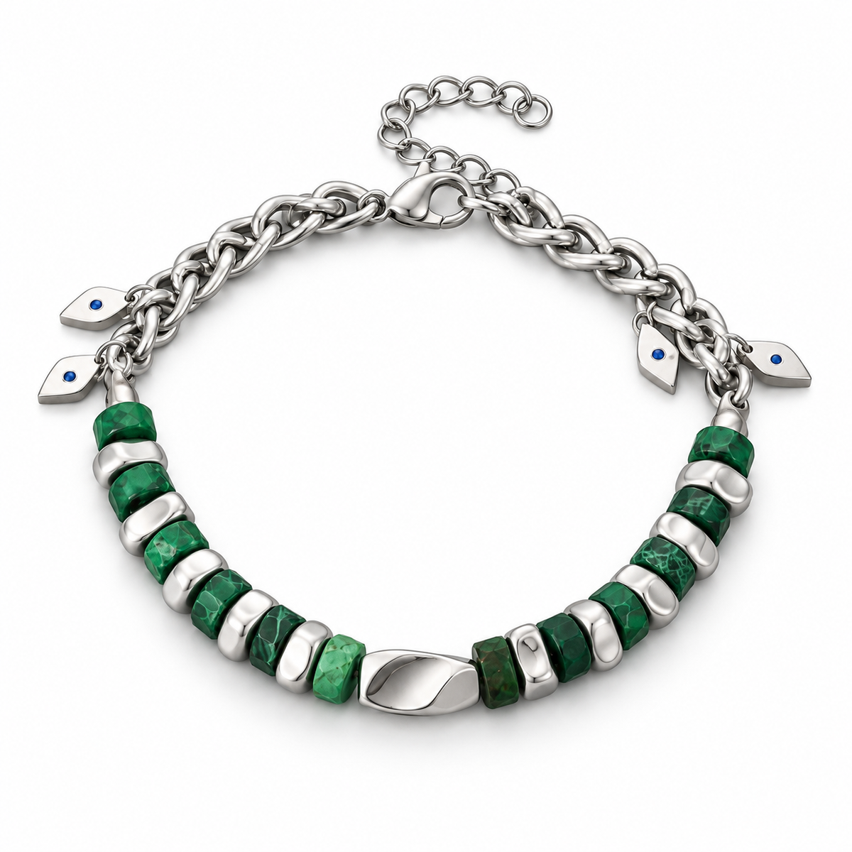 Green Block Charm Bracelet — product view