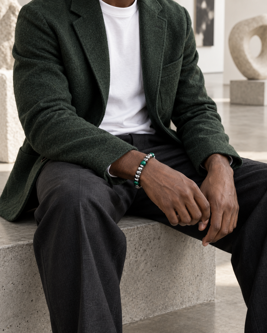 Green Facet Nugget Bracelet — contextual scene