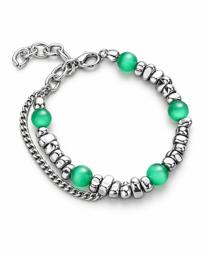 Green Layer Bead Bracelet — product view