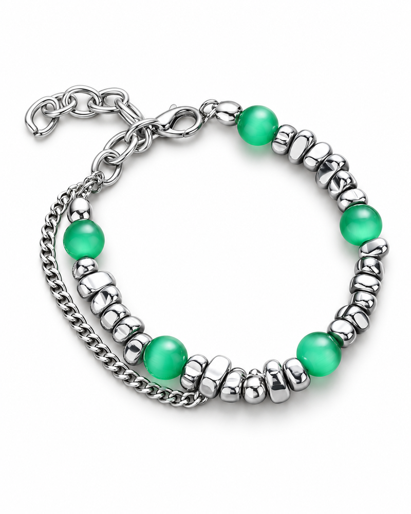 Green Layer Bead Bracelet — product view