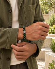 Green Mosaic Bead Bracelet — styling look one