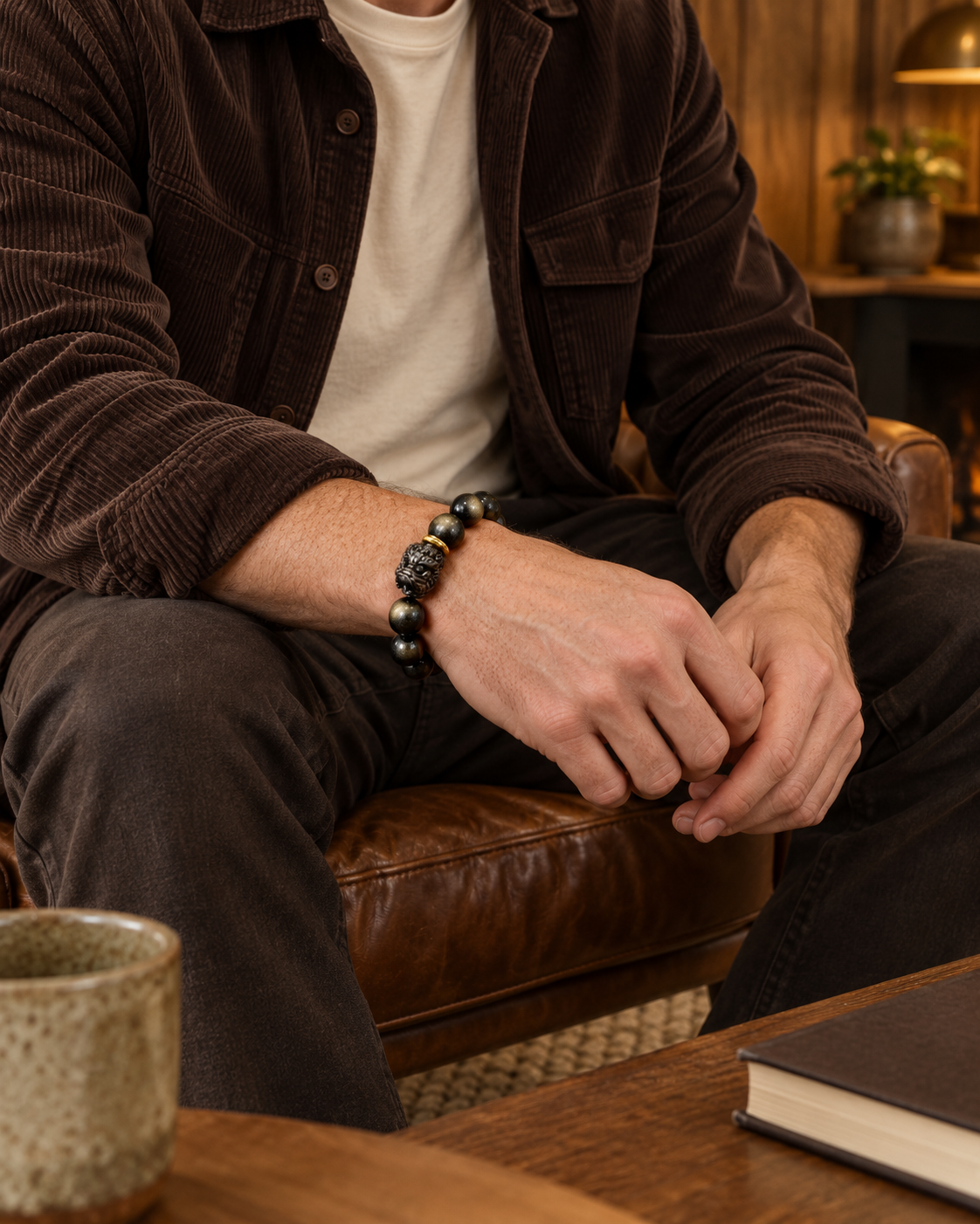 Lion Accent Bead Bracelet — contextual scene