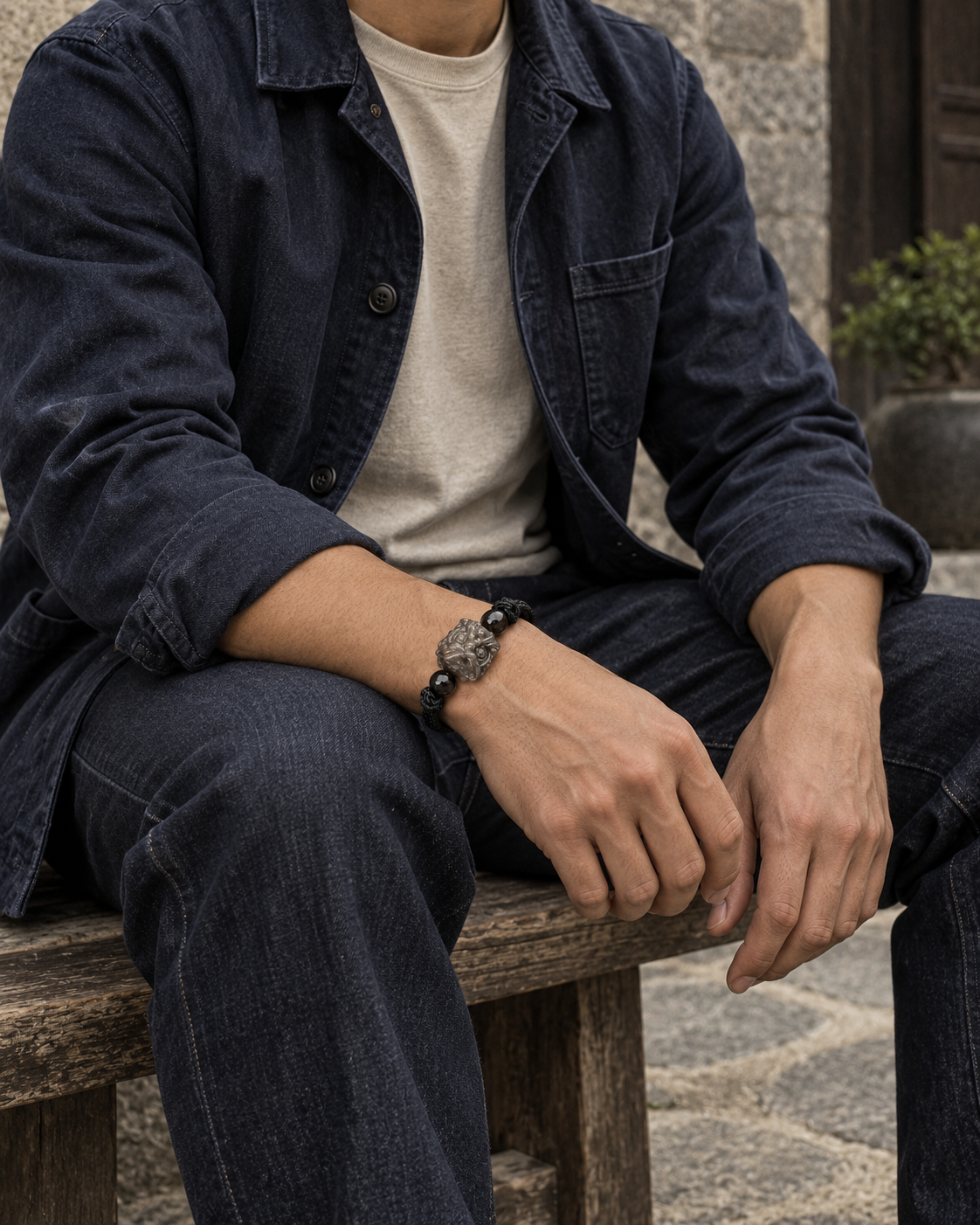 Lion Detail Cord Bracelet — contextual scene