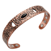 Men's Hammered Inlay Copper Cuff in copper with black inlays – inside view