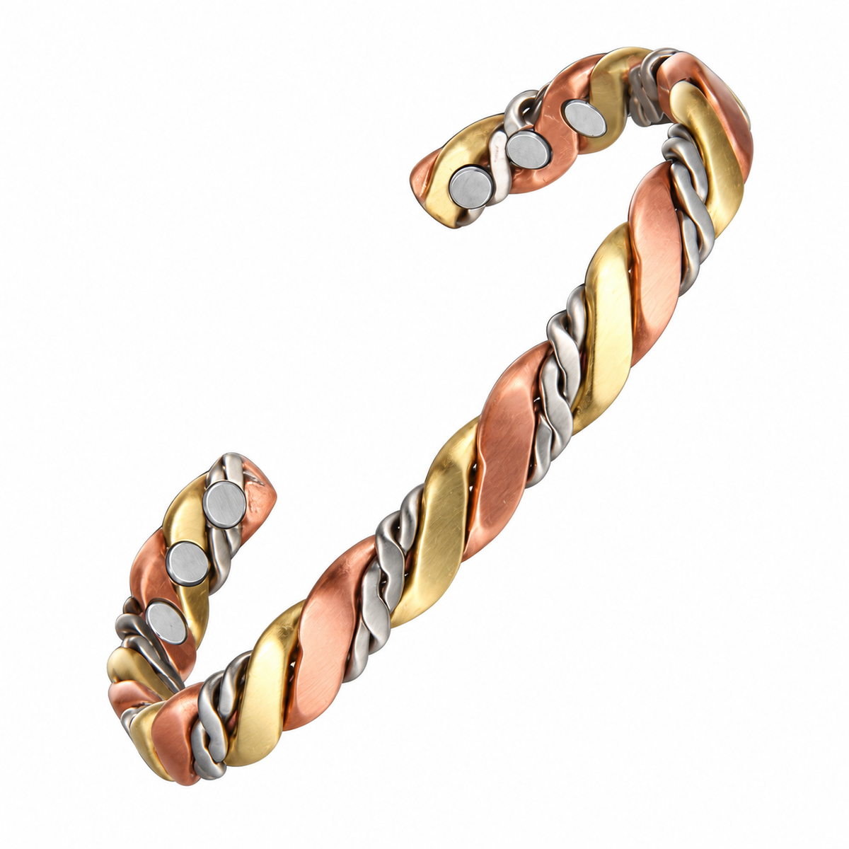 Men's Three-Tone Twisted Copper Cuff in three-tone copper – front view