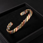 Men's Three-Tone Twisted Copper Cuff in three-tone copper – angled view