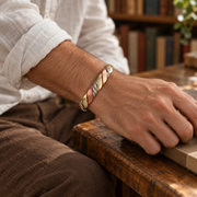 Men's Three-Tone Twisted Copper Cuff in Copper – on wrist