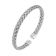 Men's Woven Wire Cuff in silver-tone stainless steel – front view