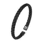Men's Woven Wire Cuff in black stainless steel – front view