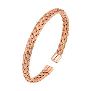 Men's Woven Wire Cuff in rose-gold-tone stainless steel – front view