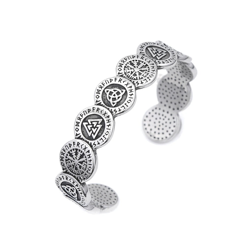 Men's Symbol Circle Cuff in Silver-Tone Steel – front view