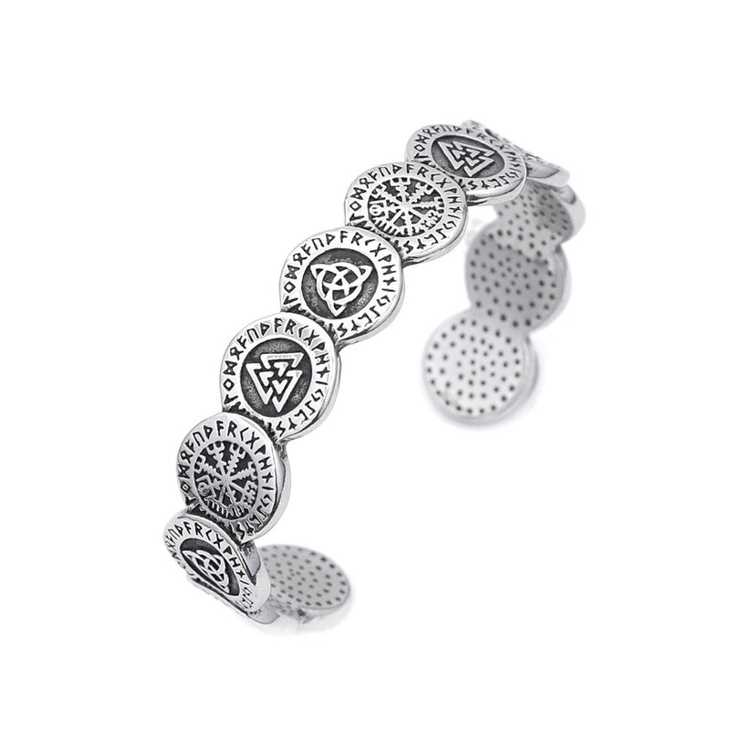 Men's Symbol Circle Cuff in Silver-Tone Steel – front view