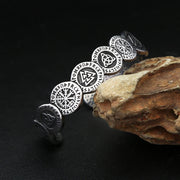 Men's Symbol Circle Cuff in Silver-Tone Steel – original connected medallion detail