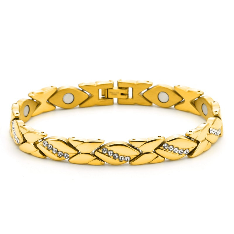 Men's Chevron Inlay Bracelet in Gold Plated 304 Stainless Steel – front view