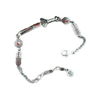 Men's Seven-Star Sword Bracelet in Sterling Silver with Red Details – front view
