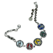 Men's Five Colour Medallion Bracelet in 925 Sterling Silver with Enamel – front view