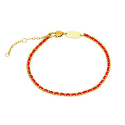 Men's Red Weave Gold Plated Bracelet in 18K Gold Plated Steel and Textile Cord – front view