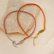 Men's Red Weave Gold Plated Bracelet in 18K Gold Plated Steel and Textile Cord – original bead, chain and clasp detail