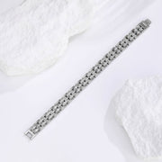 Men's Twin Rail Link Bracelet in Silver-Tone Steel – original flat view of the linked body