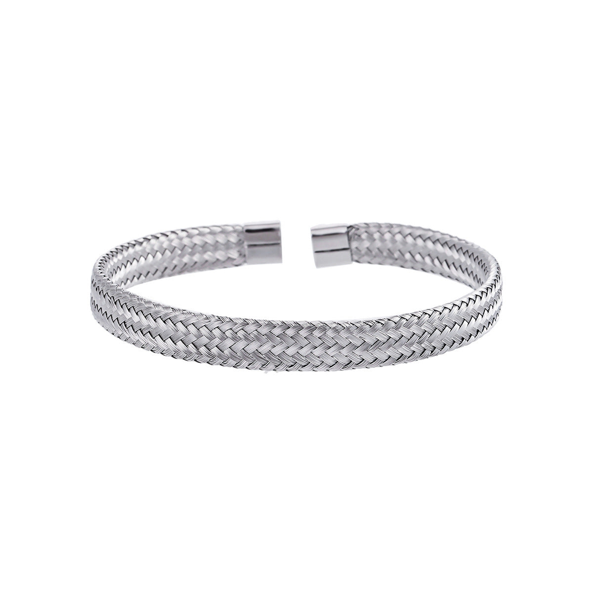 Men's Fine Mesh Open Cuff in silver-tone stainless steel – front view