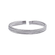 Men's Fine Mesh Open Cuff in silver-tone stainless steel – front view
