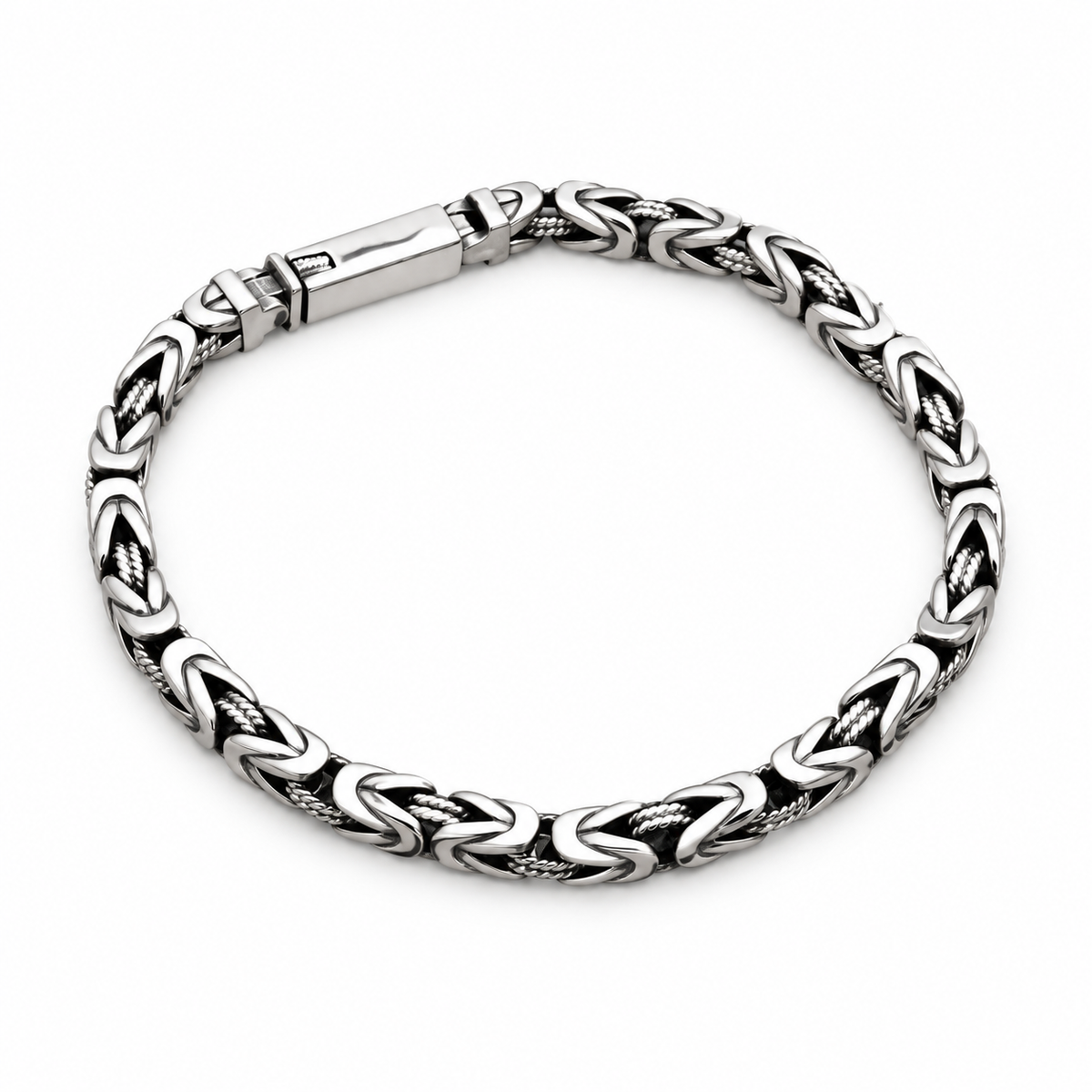 Men's Point Weave Sterling Silver Bracelet in Sterling Silver – front view