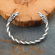 Men's Raven Twist Cuff Bracelet in Steel; Silver-Tone Finish – original pointed raven heads and twisted band detail