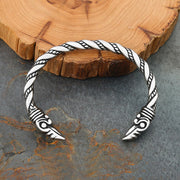 Men's Raven Twist Cuff Bracelet in Steel; Silver-Tone Finish – original reverse angle of twisted open cuff