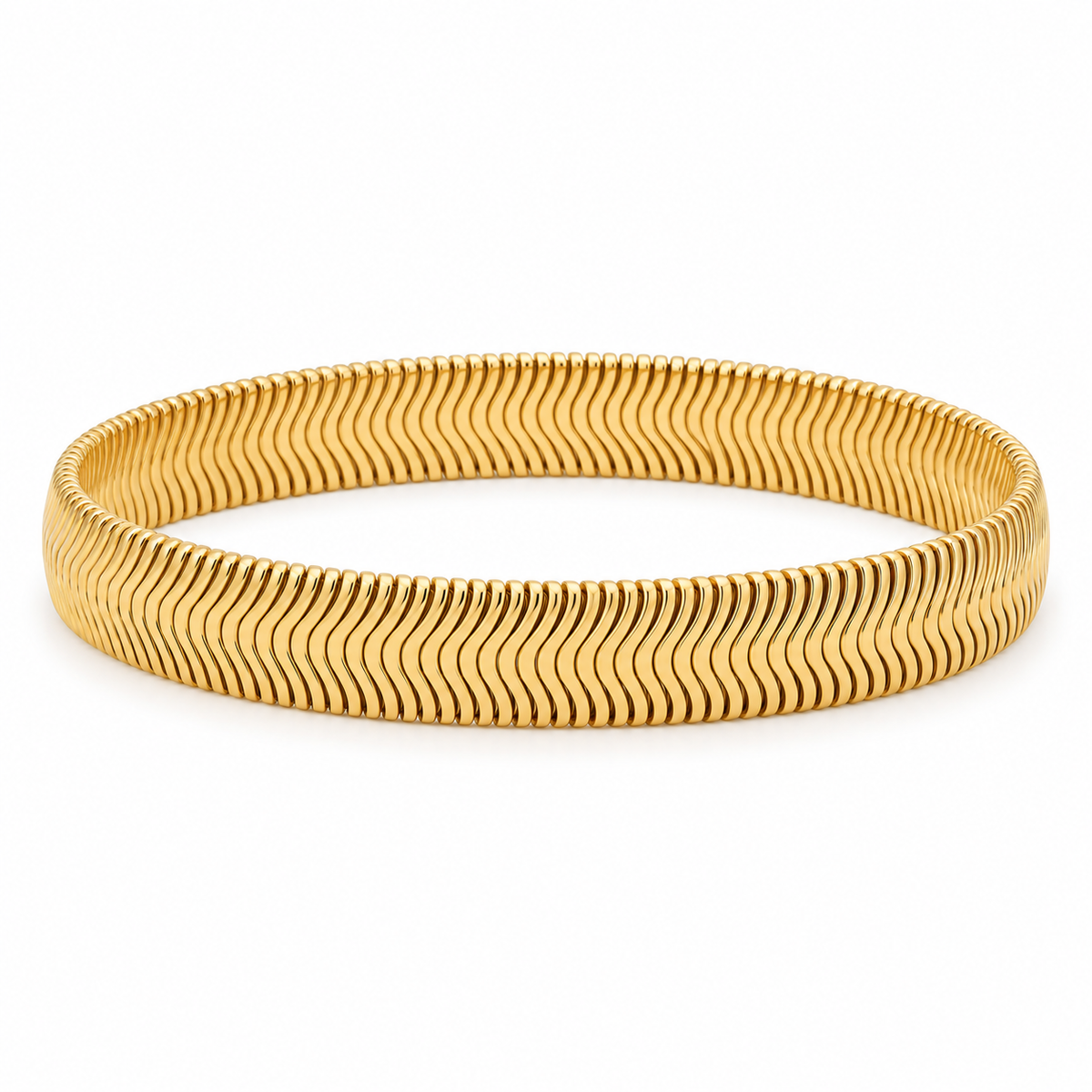 Men's Flat Herringbone Bracelet in Gold-Tone Plated Steel – front view