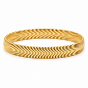 Men's Flat Herringbone Bracelet in Gold-Tone Plated Steel – front view