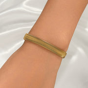 Men's Flat Herringbone Bracelet in Gold-Tone Plated Steel – original detail