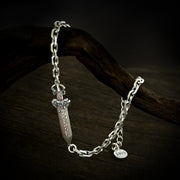 Men's Talisman Sword Sterling Silver Bracelet in Sterling Silver – original chain and lobster clasp detail