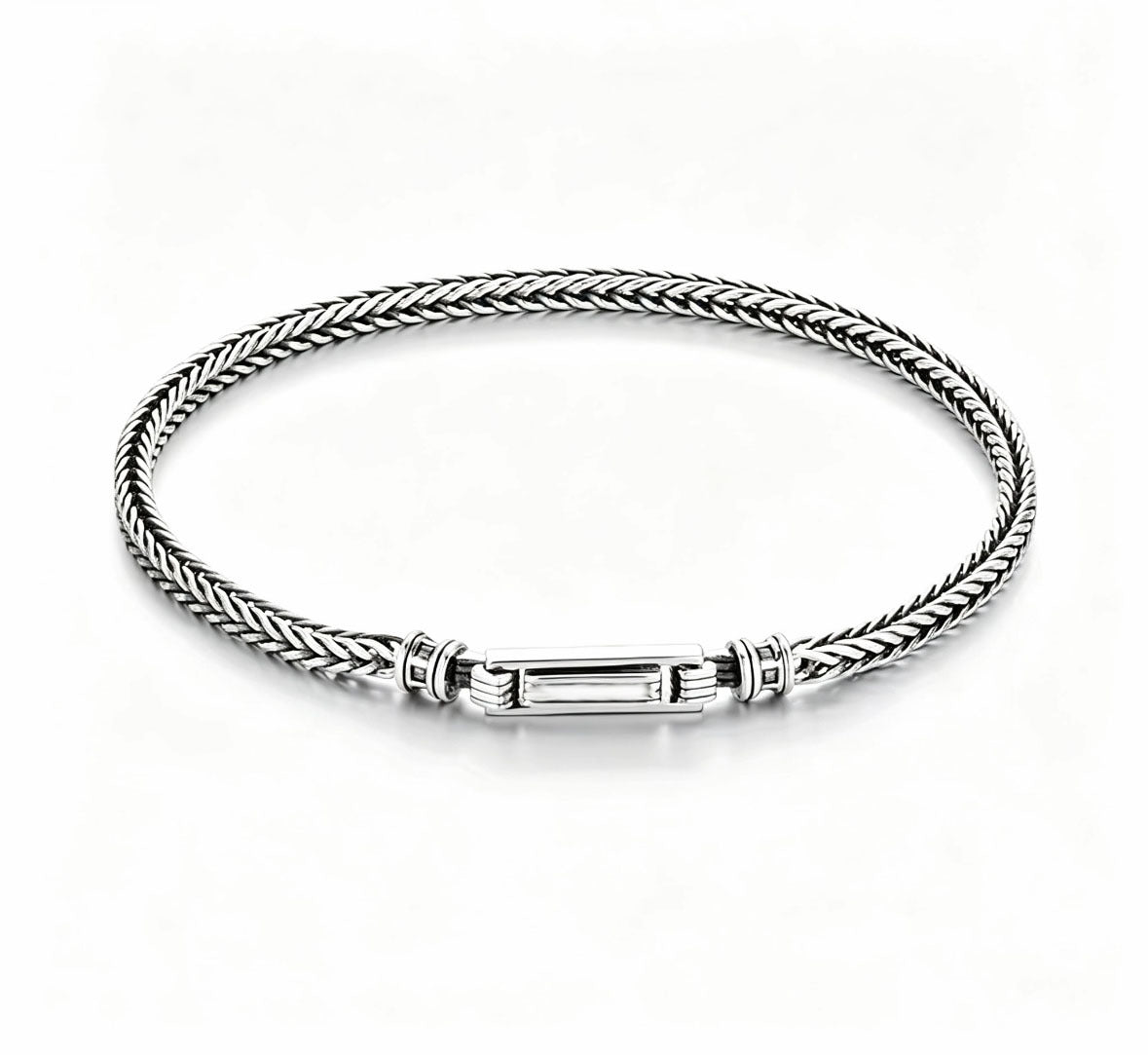Men's Column Clasp Bracelet in 925 Sterling Silver – front view