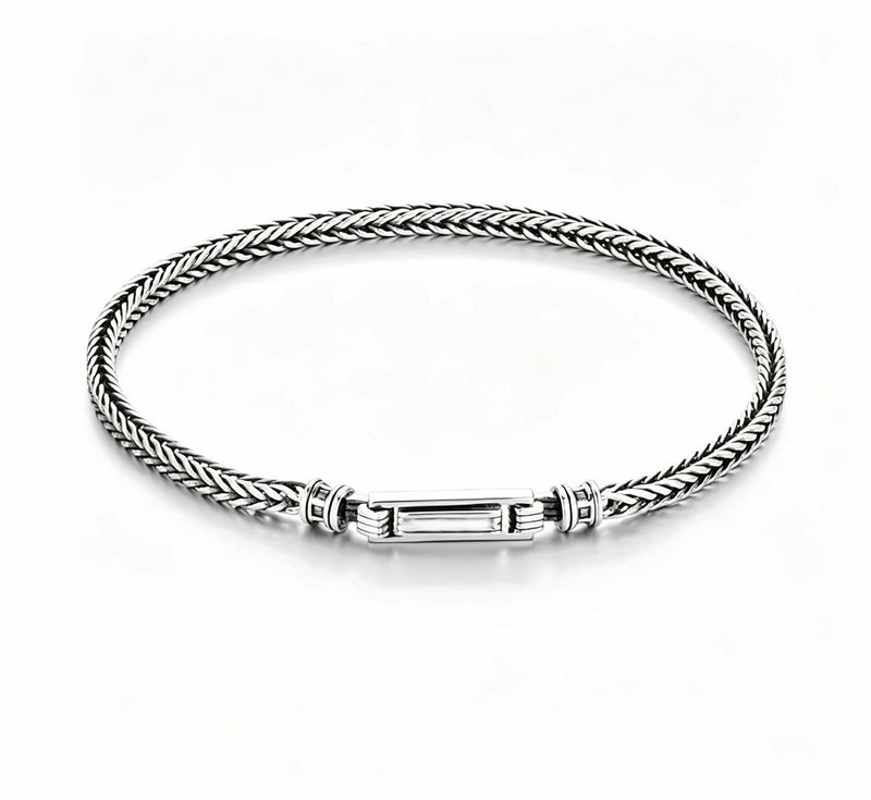 Men's Column Clasp Bracelet in 925 Sterling Silver – front view