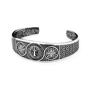 Men's Benedict Medallion Cuff in silver-tone Steel – front view