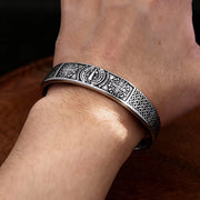 Men's Benedict Medallion Cuff in silver-tone Steel – contextual scene, on wrist