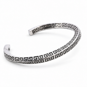 Men's Square Meander Cuff in Sterling Silver – front view on white